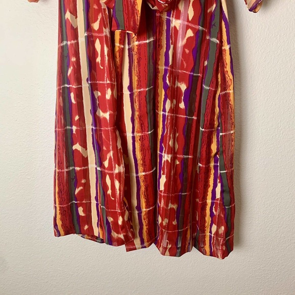 VTG R MICHAEL ALAN Women Robe Size M Kimono Retro Multicolor Belted Chiffon - Picture 5 of 11